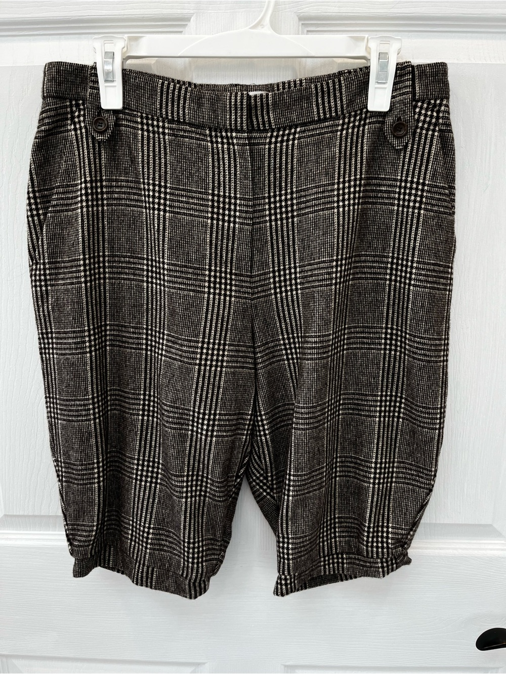 MaxMara Virgin Wool Angora Plaid Knickers Shorts 12 Brown Tan Custom Upcycled